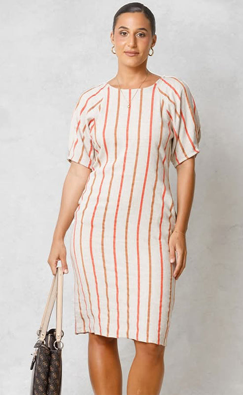 CHAVA DRESS - ORANGE STRIPE