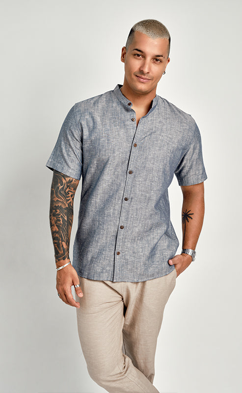 MATEO SHIRT - DENIM BLUE MARL