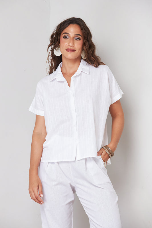 Olya Top - White Stripe