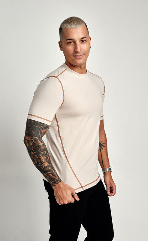 CAMO ROUND NECK T-SHIRT - LIGHT BROWN