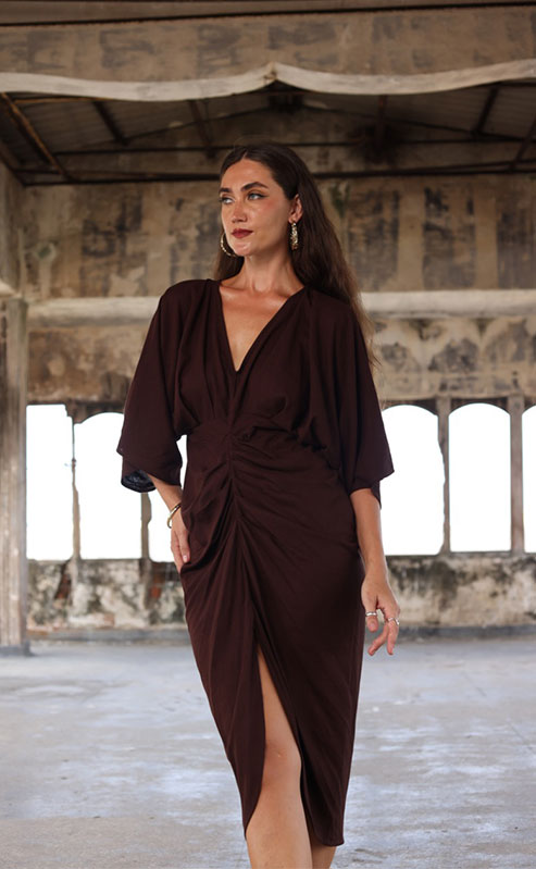 HELIA DRESS - DARK BROWN