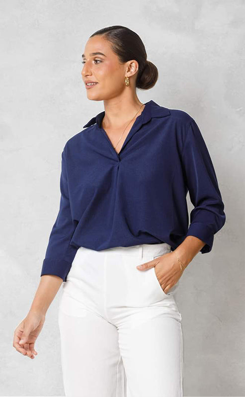 ALISA TOP - NAVY BLUE