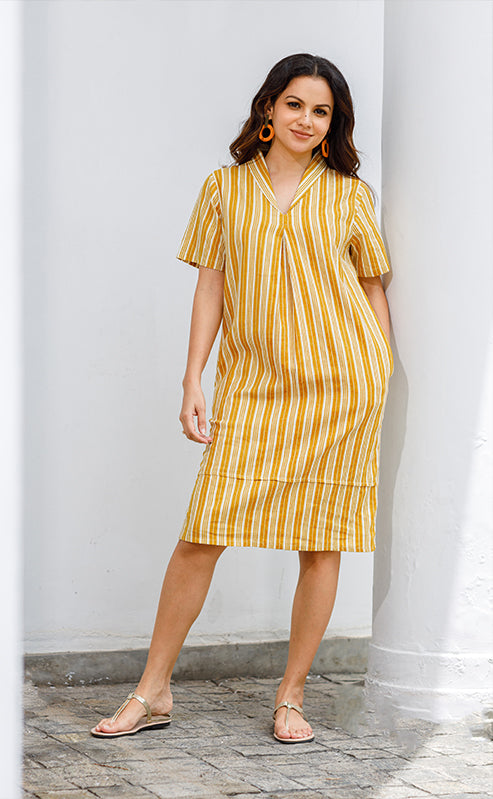 NORA DRESS - YELLOW STRIPE