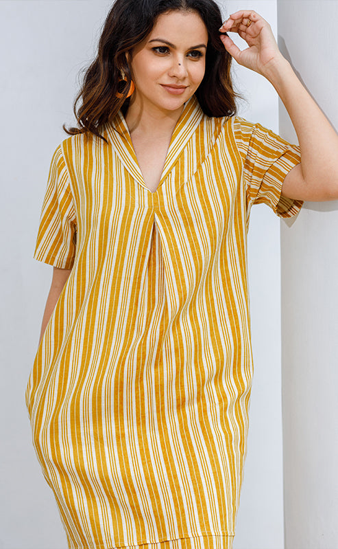 NORA DRESS - YELLOW STRIPE