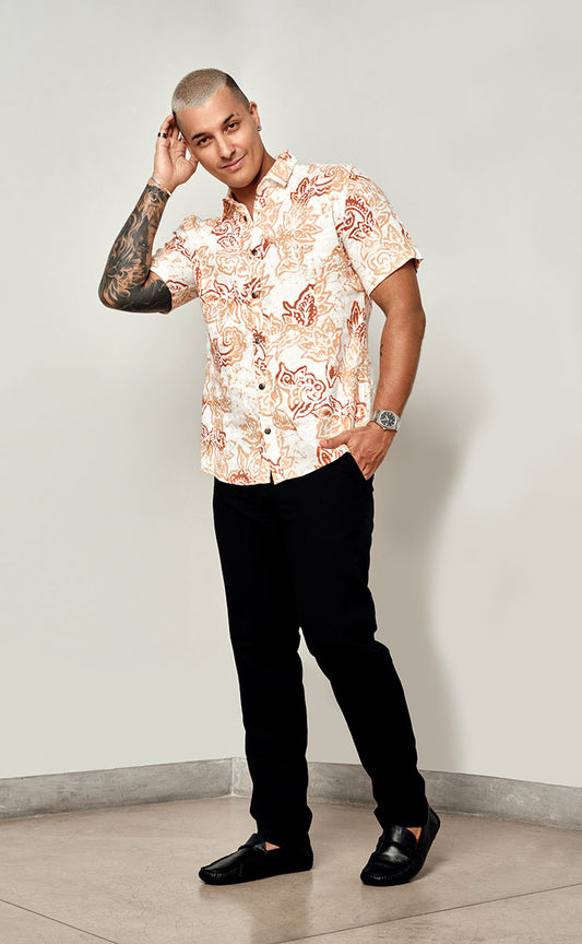 CALEB SHORT SLEEVE SHIRT - BROWN BATIK