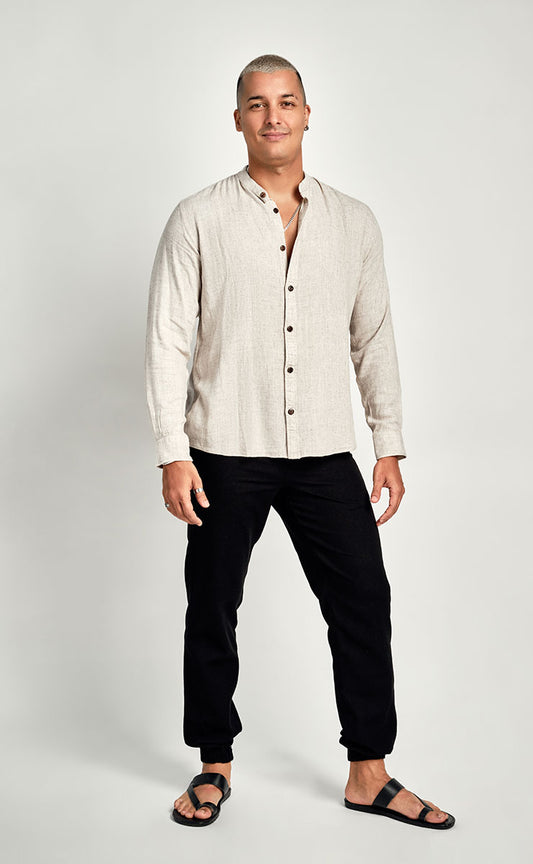 DENVER LONG SLEEVE SHIRT - CAMEL MARL