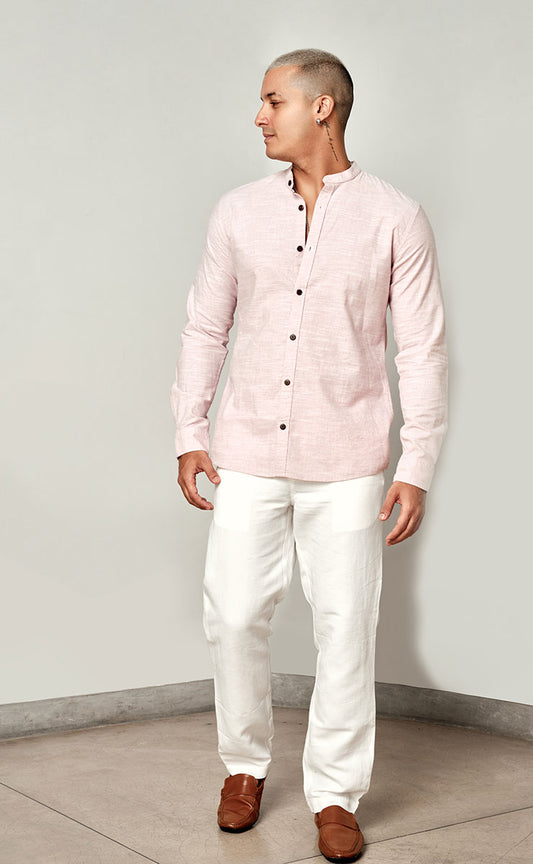 DENVER LONG SLEEVE SHIRT - PINK PEARL MARL