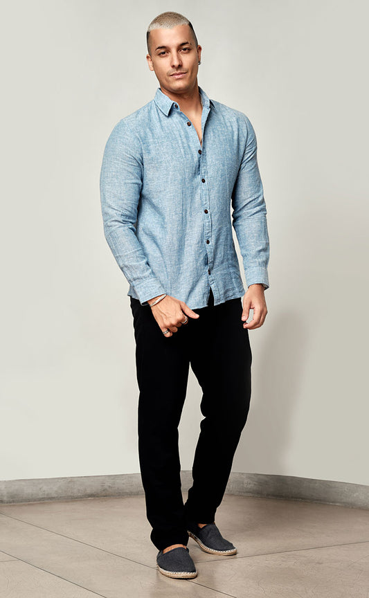 LUCAS LONG SLEEVE SHIRT - BLUE