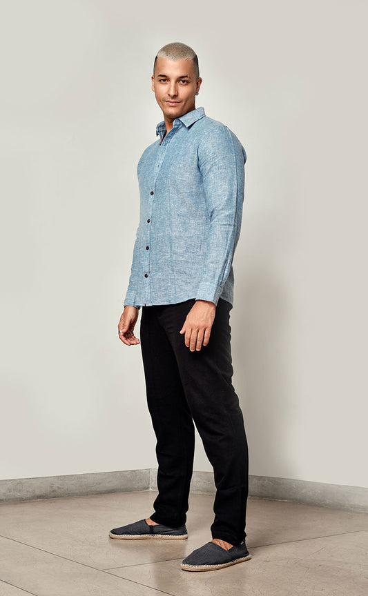 LUCAS LONG SLEEVE SHIRT - BLUE