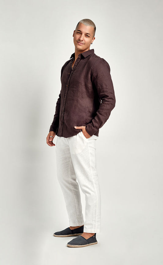 LUCAS LONG SLEEVE SHIRT - CHOCOLATE BROWN