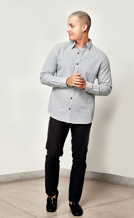 LUCAS LONG SLEEVE SHIRT - COBOLT BLUE MARL