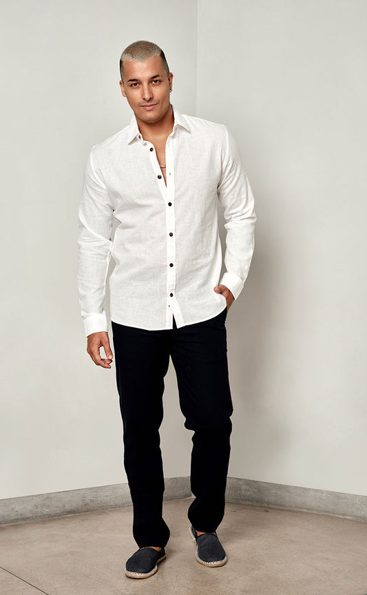 LUCAS LONG SLEEVE SHIRT - WHITE