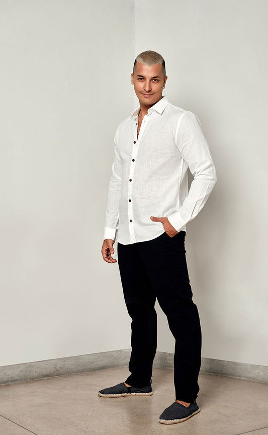 LUCAS LONG SLEEVE SHIRT - WHITE