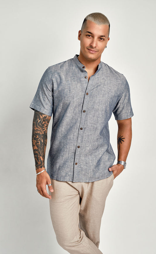 MATEO SHORT SLEEVE - DENIM BLUE MARL