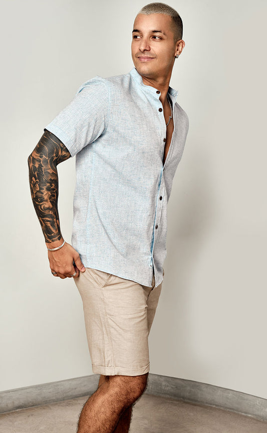 MATEO SHORT SLEEVE SHIRT - PACIFIC BLUE MARL