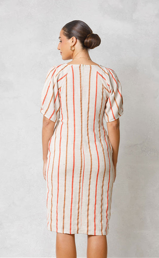 CHAVA DRESS - ORANGE STRIPE