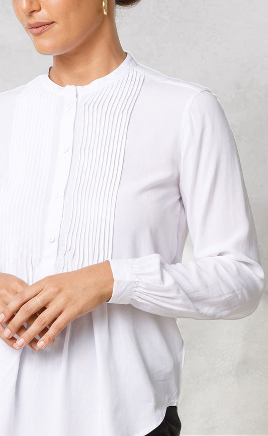 POLINA PINSTRIP BLOUSE - WHITE