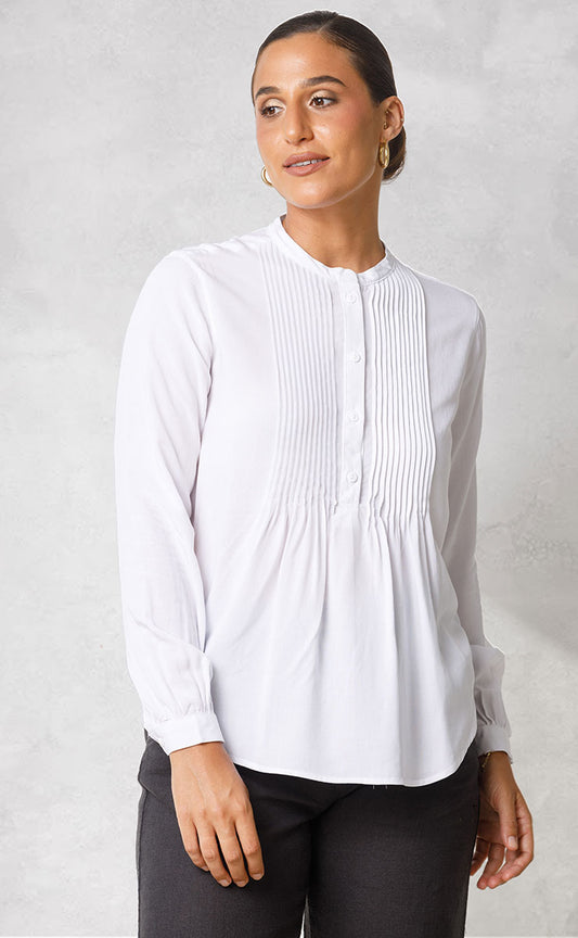 POLINA PINSTRIP BLOUSE - WHITE